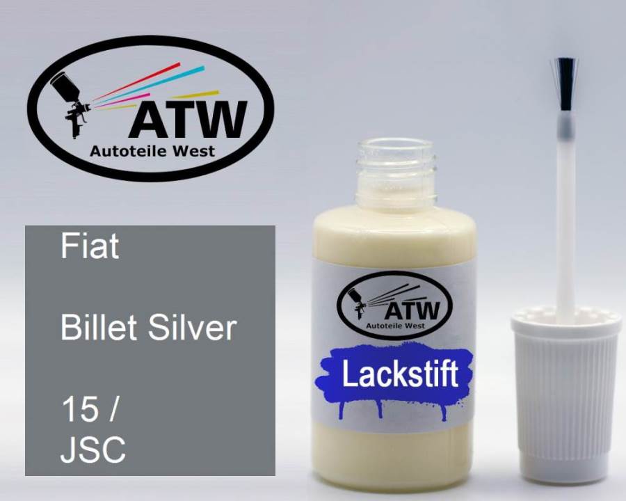 Fiat, Billet Silver, 15 / JSC: 20ml Lackstift, von ATW Autoteile West.